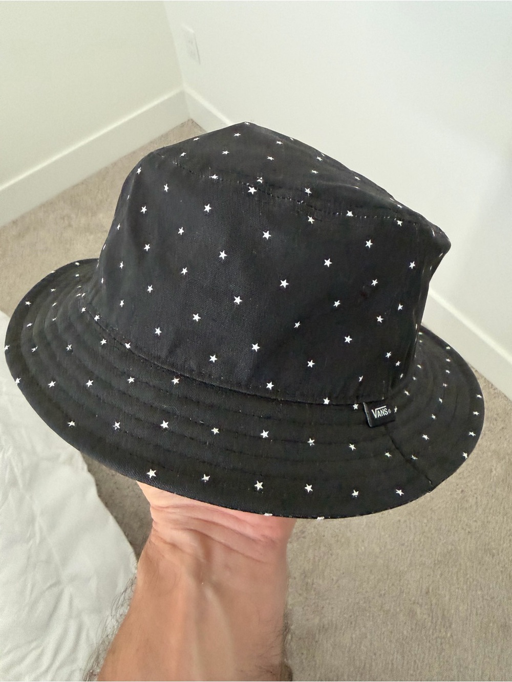 Vans Black Bucket Hat with White Star Print